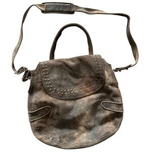 Calleen Cordero Leather Suede Brown Tan Satchel Purse Bag Slouchy